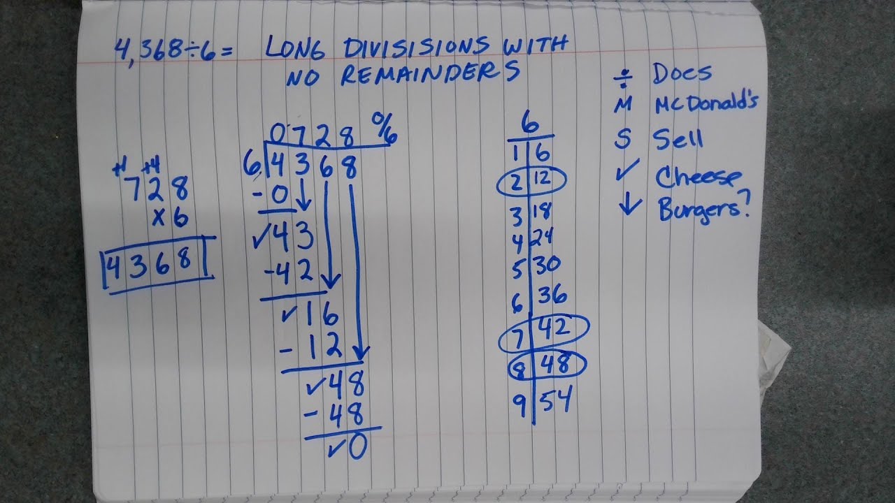 Long Division with no remainders