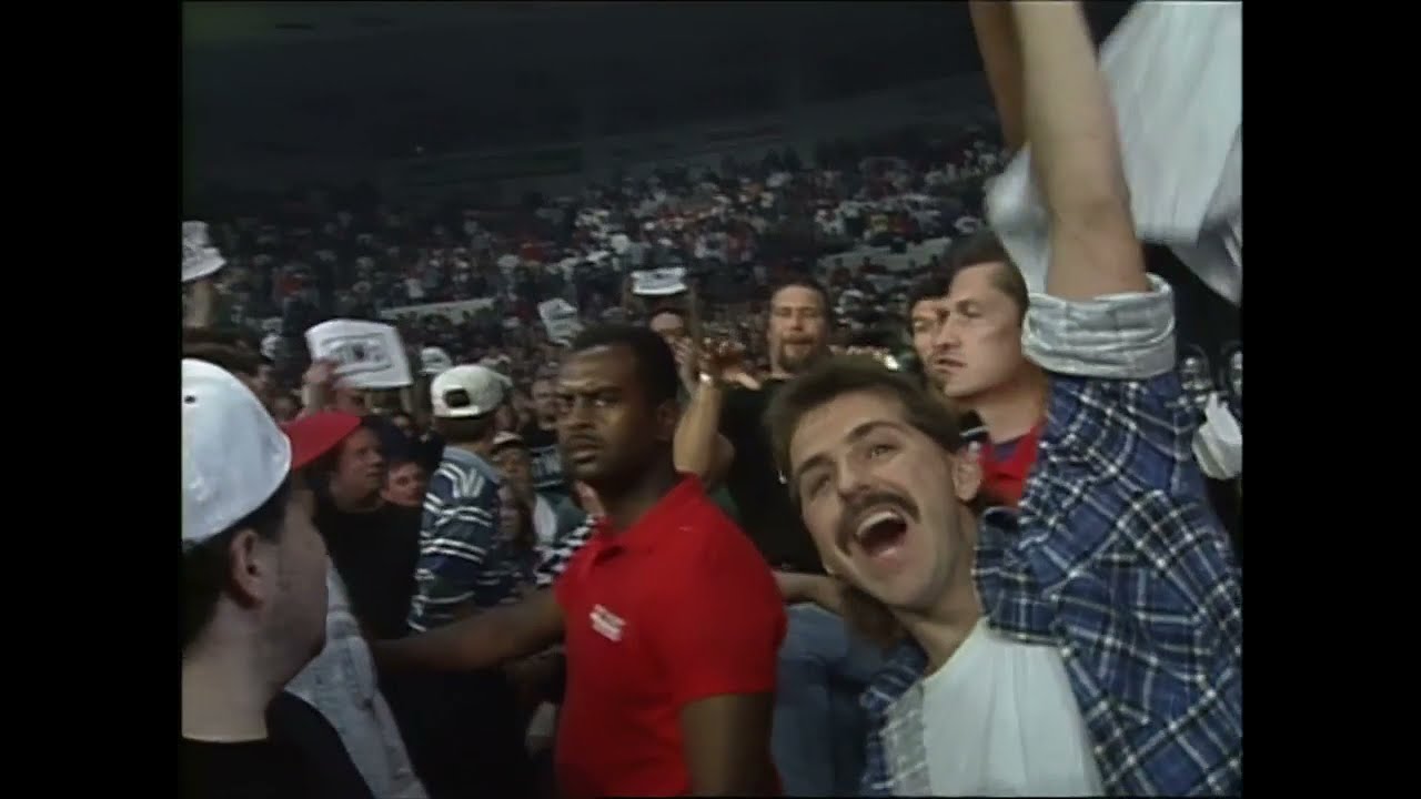 The Outsiders come through the crowd during Harlem Heat vs Faces of Fear Match 1996 (WCW)