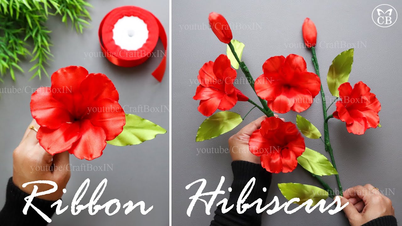 DIY Satin Ribbon Hibiscus 🌺| How to make ribbon crafts | Ribbon flower decoration ideas | hacks