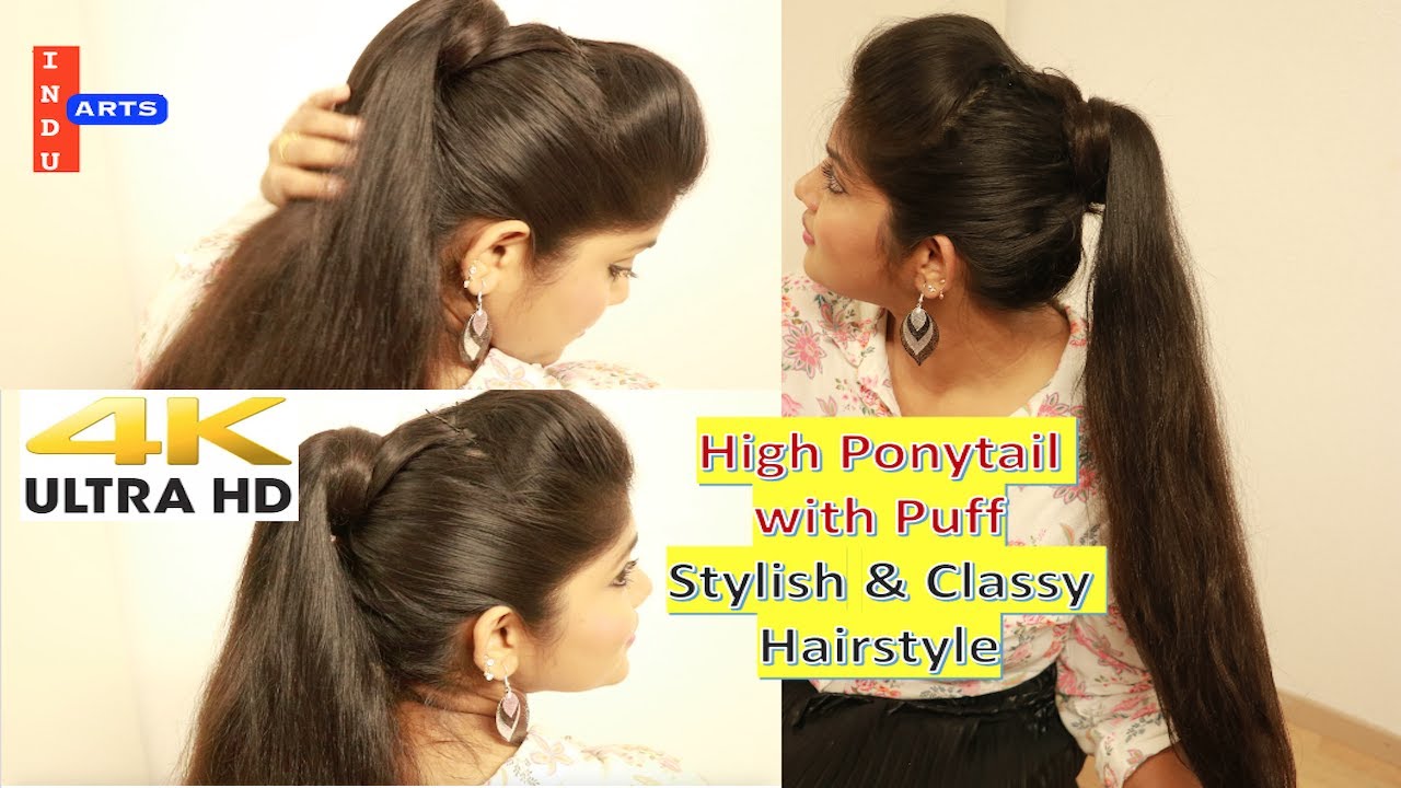 High Ponytail with puff | Long Hair Ponytail | Volume Ponytail | Classy look Puff Ponytail- InduArts