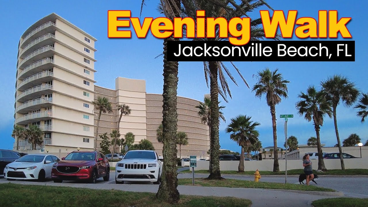 Relaxing Evening Walk Along Ocean Drive - Jacksonville, FL - 4K