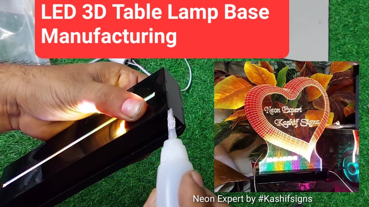 How to Make LED 3D Table Lamp Base Multicolored Lights. Large Size Neon Light 3D Counter Lamp Base