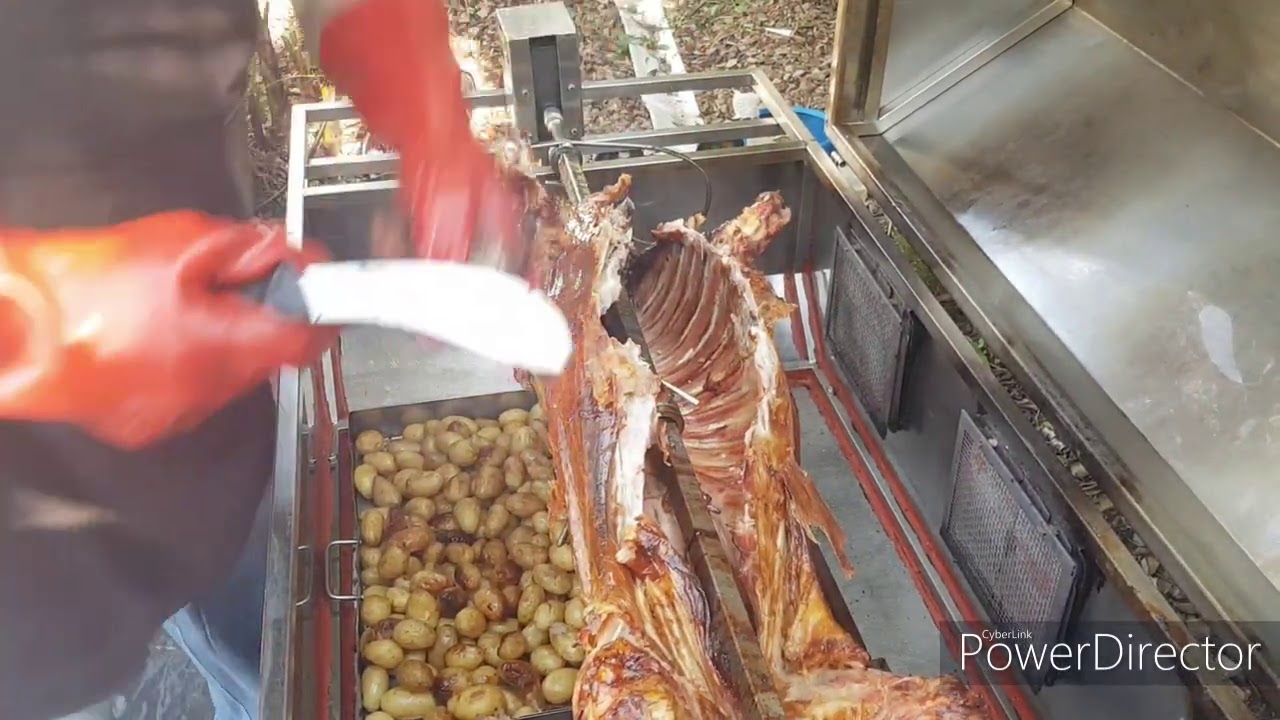 How to break up whole lamb after cooking on spitbraai!