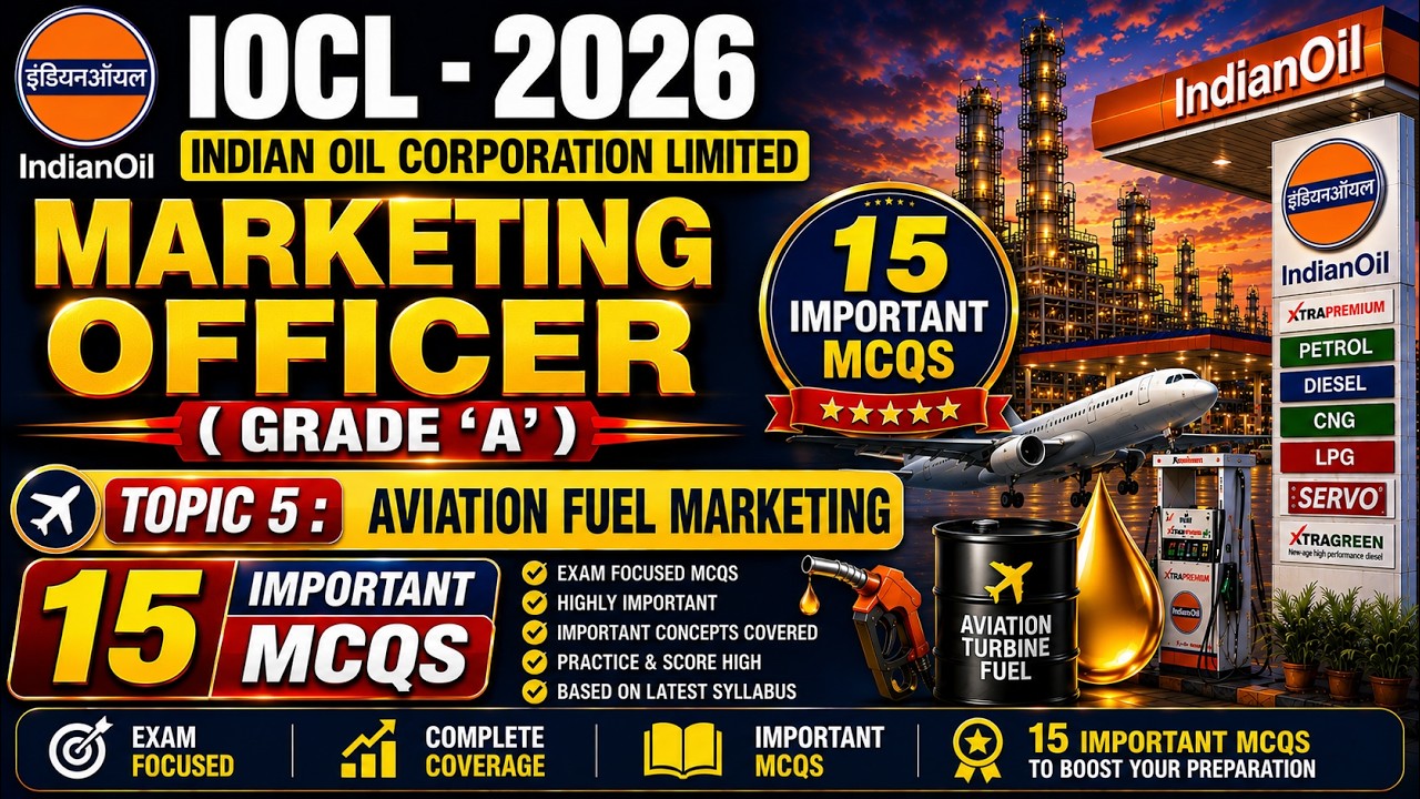Aviation Fuel Marketing MCQs | IOCL Recruitment 2026 | IOCL Marketing Officer PDF Notes 2026