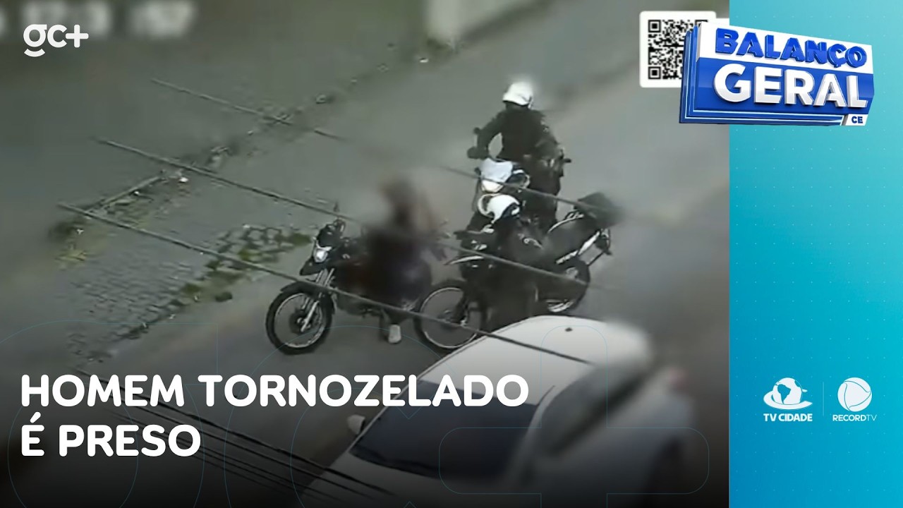 Homem tornozelado é preso com celulares roubados, arma falsa e moto clonada | Balanço Geral CE