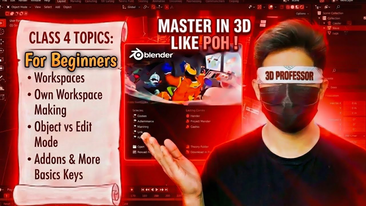 Master In 3D🥳 Like Professor of How 💯❗Workspaces, Object Mode, Edit Mode, Addons etc.. ‼️