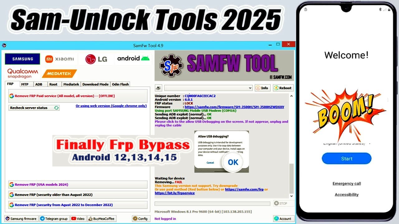 Samsung New FRP Tool | Samsung One Click FRP Bypass (Samfw 4.9 )