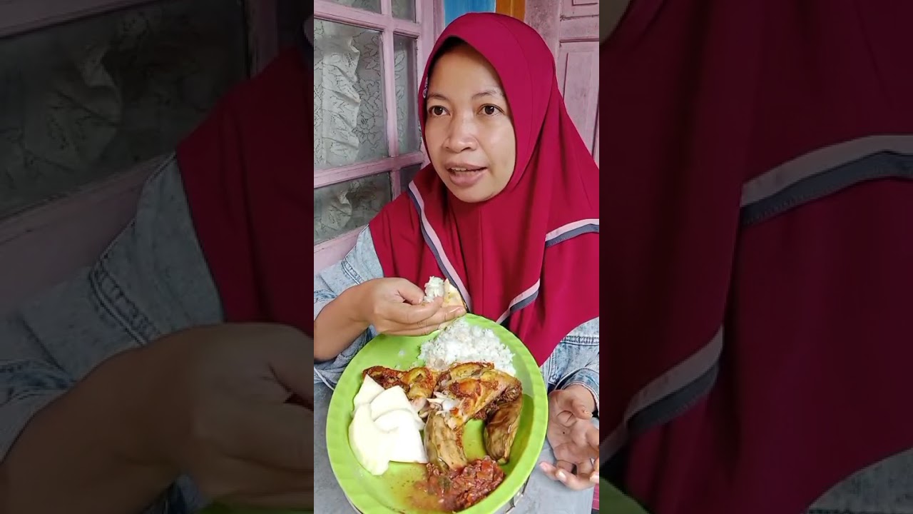 MUKBANG ayam goreng sereh, nasi, terong goreng, sambal rampai, lalapan bengkoang 