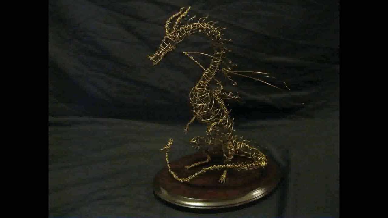 Elegant Dragon Wire Sculpture