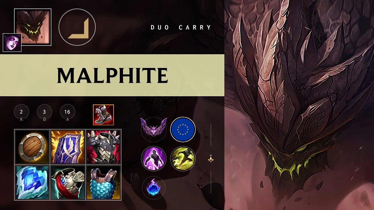 Malphite Carry vs Ashe - EUW Master Patch 26.08