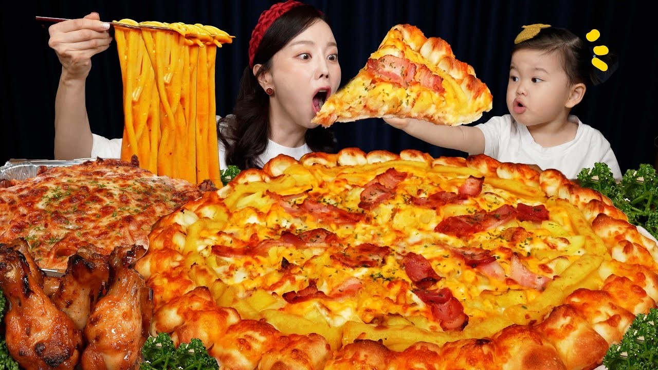 피자스쿨 🍕 오지 치즈 포테이토 피자 & 파스타 & 윙봉까지 먹방! Cheese Potato Pizza & Pasta Mukbang ASMR Ssoyoung