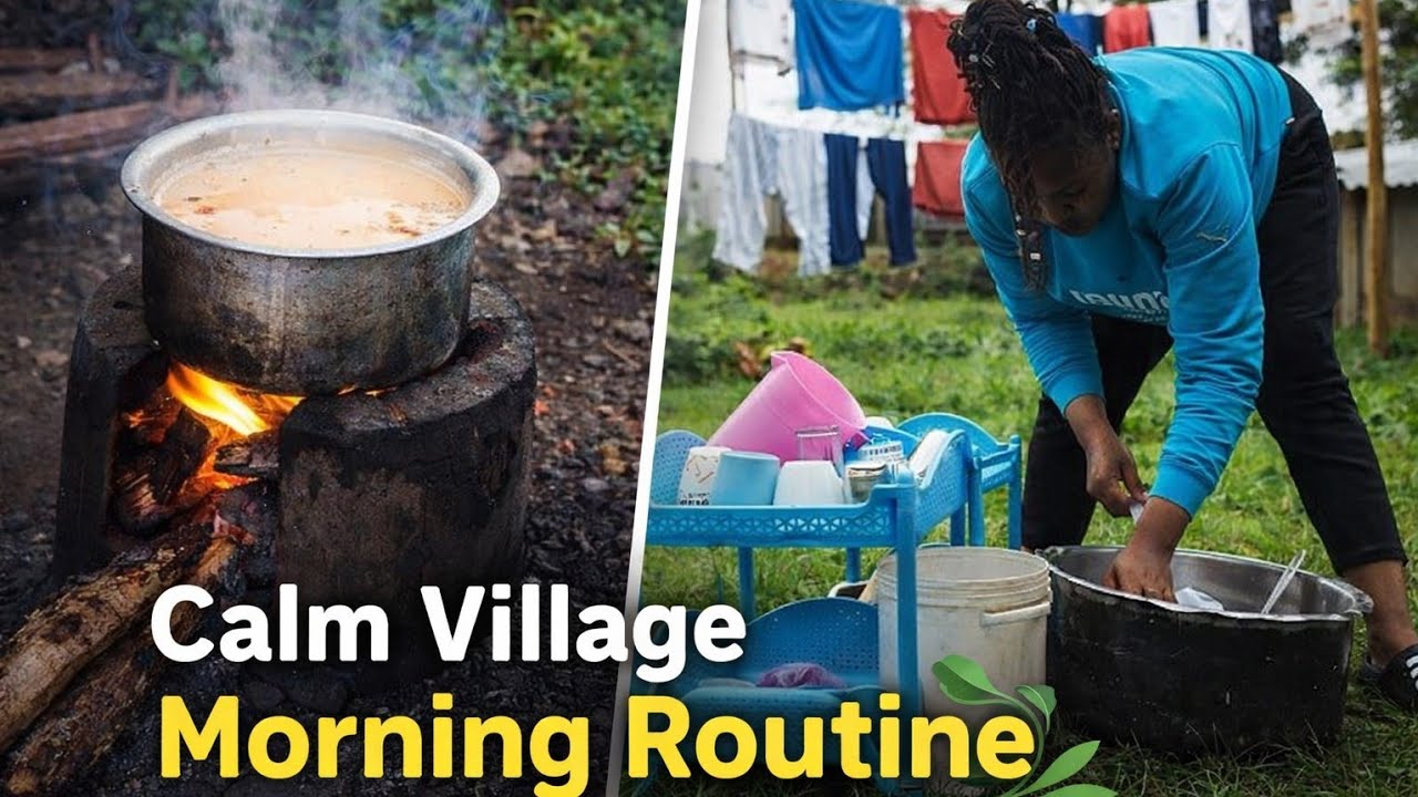 A calm village morning/ Tea  chores and simple  life