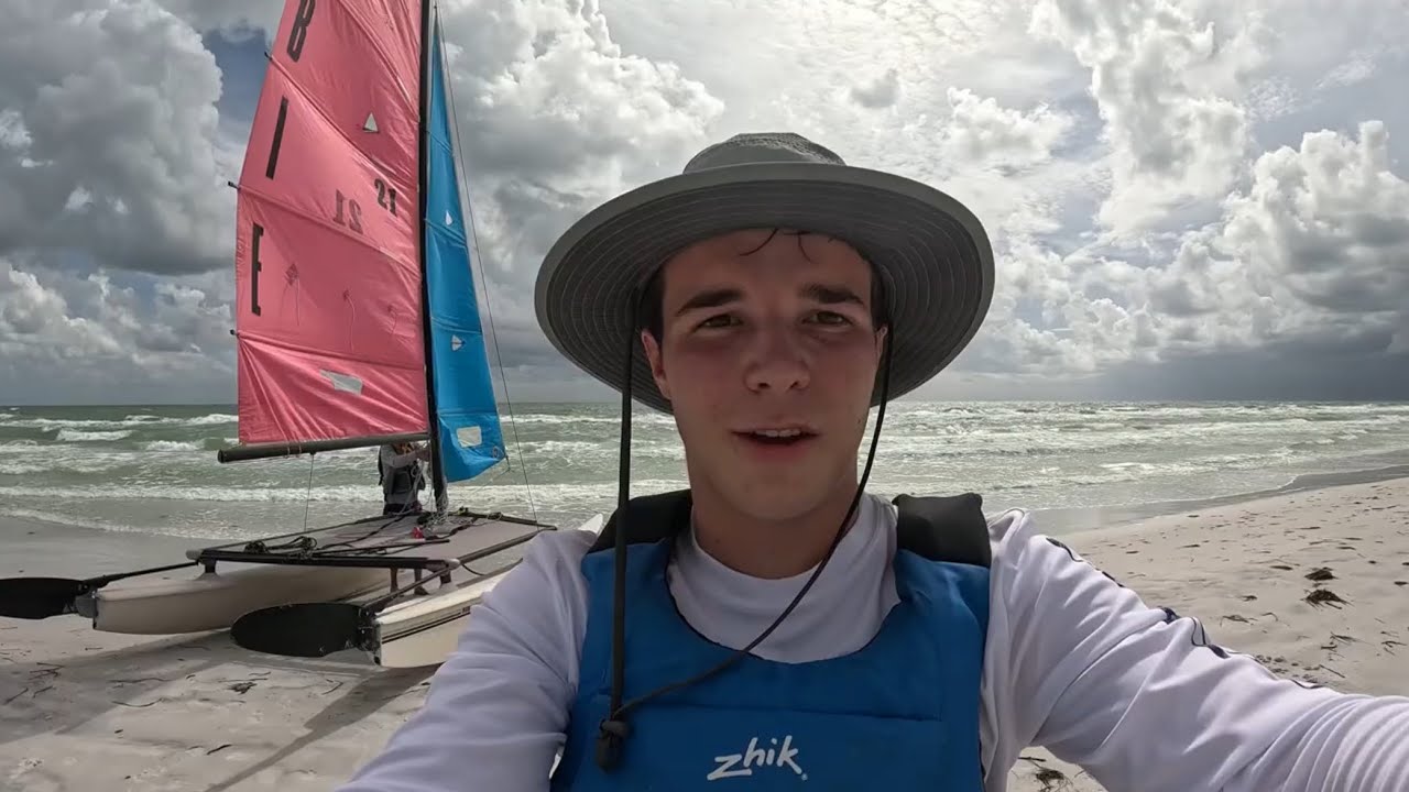 Sailing a Hobie 16 into Big Surf off of Siesta Key, Florida