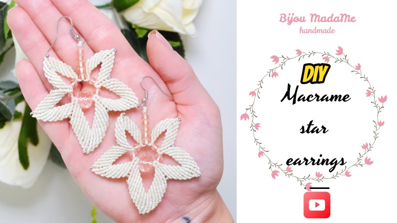 DIY macrame star earrings | Macrame earrings tutorial | Easy earrings ideas