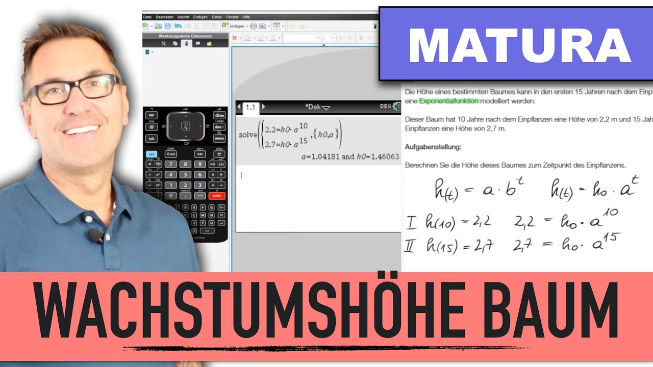 Exponentialfunktion erstellen | Baumhöhe 1_1254 TI Nspire | Wachstumsfunktion