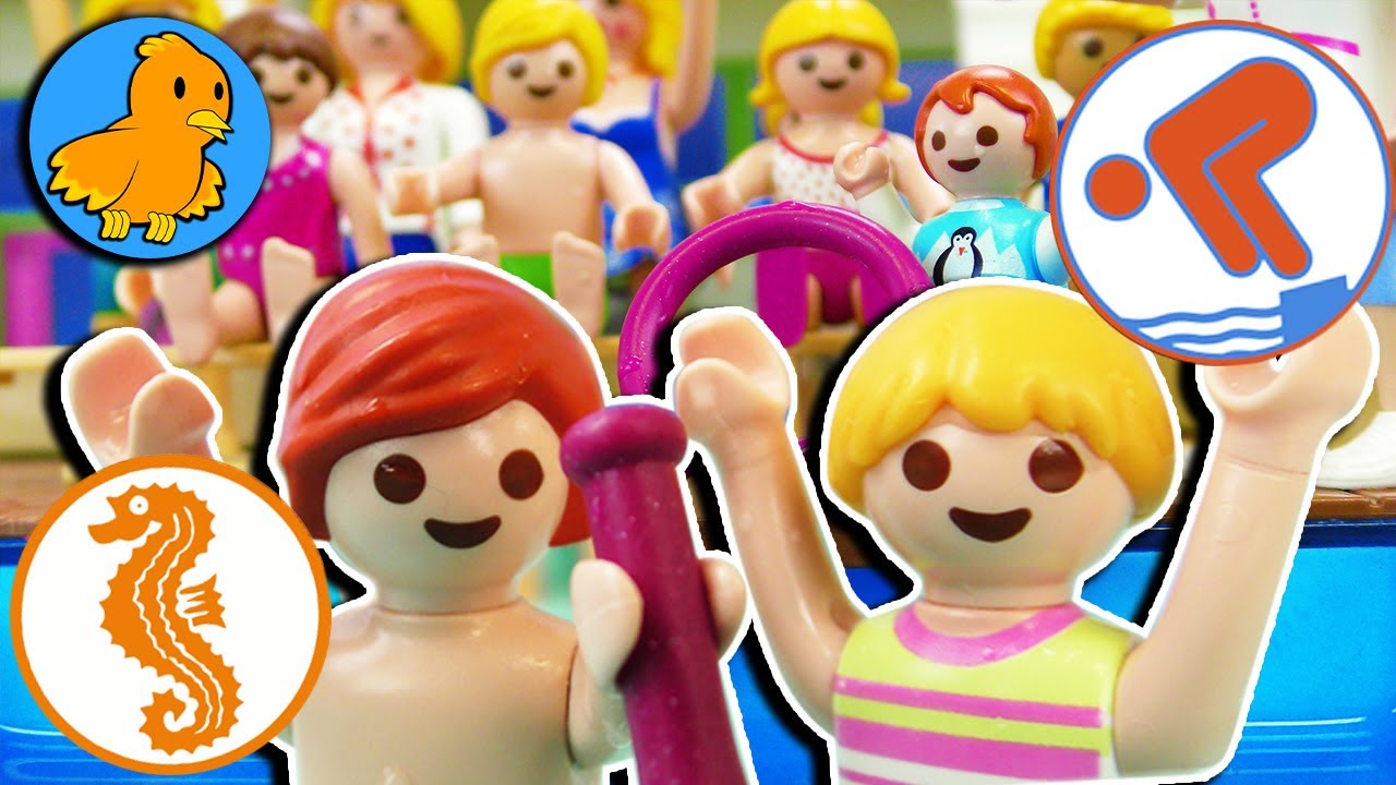 FAMILIE VOGEL MACHT SCHWIMMABZEICHEN | Schwimmstunde mit Julian, Hannah & Emma | Playmobil Film
