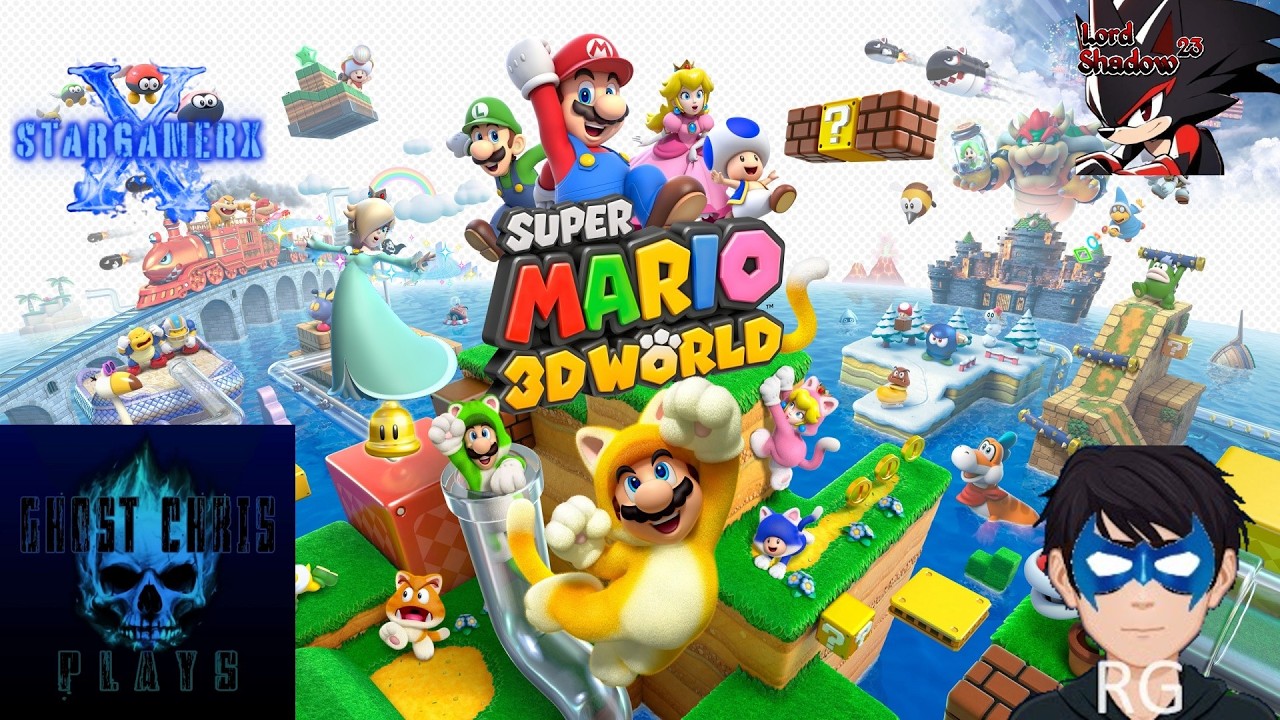 Super Mario 3D World 4 Players 100% Walkthrough Part 1!