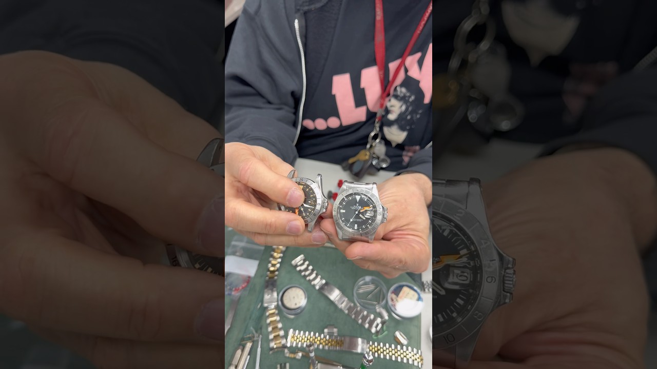 Comparing 2 vintage Rolex Explorer 2 reference 1655 at the trade show #rolex #watches #business