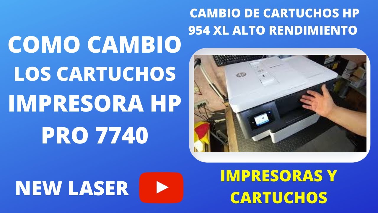 HP OFFICEJET PRO 7740 COMO CAMBIO LOS CARTUCHOS Y CABEZAL FACIL CHANGE OF CARTRIDGES AND HEAD EASY