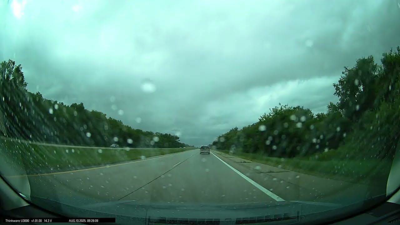 driver view I-43 south from Rest Area 36 in WI to I-39/I-90 EX 1 for South Beloit, IL 8/10/25