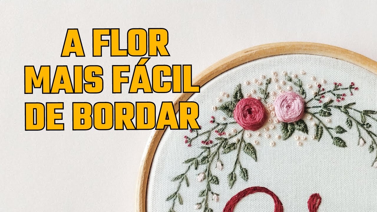 Como bordar flor/rosa com ponto teia - tutorial de bordado para iniciantes