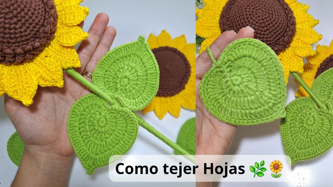 Cómo hacer Hojas Perfectas Para GIRASOL A CROCHET🍃🌻
