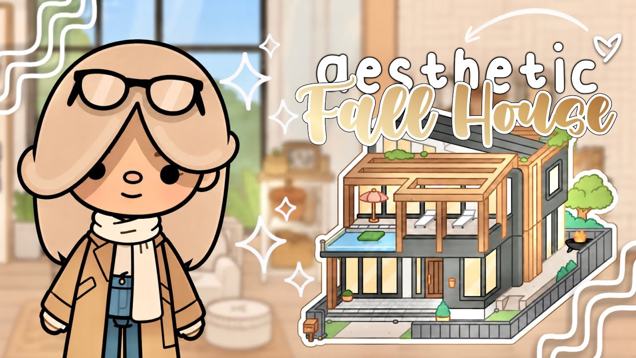 Aesthetic Beige Fall Modern Mansion🧺🍂 [aesthetic house design] Toca Life World🌍