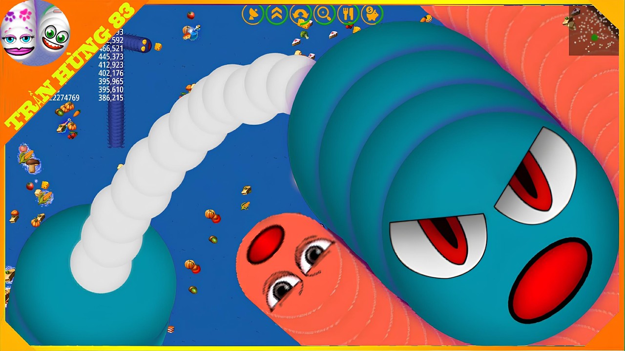 GIANT SLITHER SNAKE TOP 01 / WORMSZONE.IO |  Epic Worms Zone Best Gameplay! | Trần Hùng 83