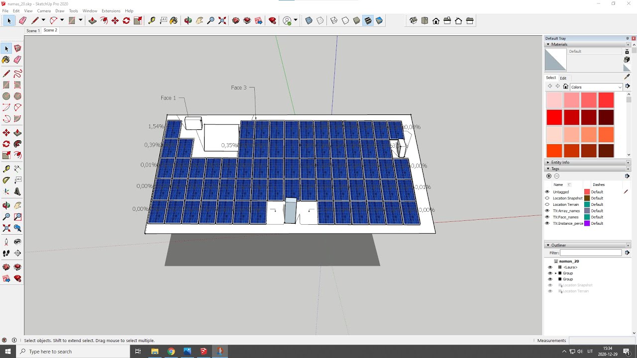 SketchUp: Saulės modulių projektavimas