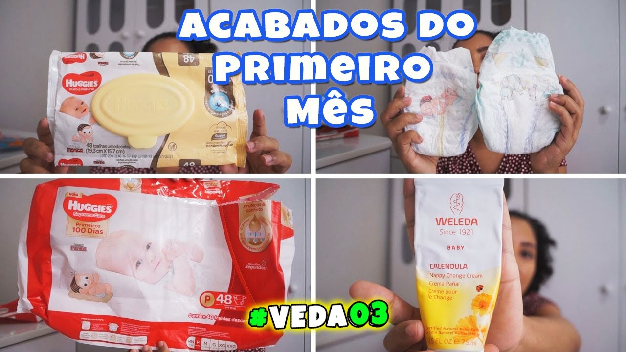 Acabados do Primeiro mês do bebê - Usei quantas fraldas?! #VEDA03