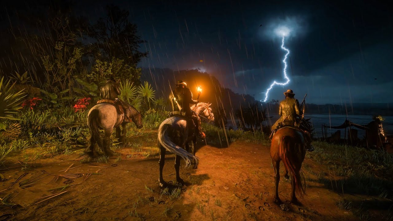 ⛈️Horse Ride Through Rain &Thunderstorms with Arthur, Dutch, and John | Red Dead Redemption 2 ASMR