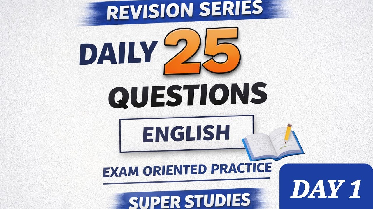 English Daily Revision | 25 Important Questions | Grammar + Vocabulary