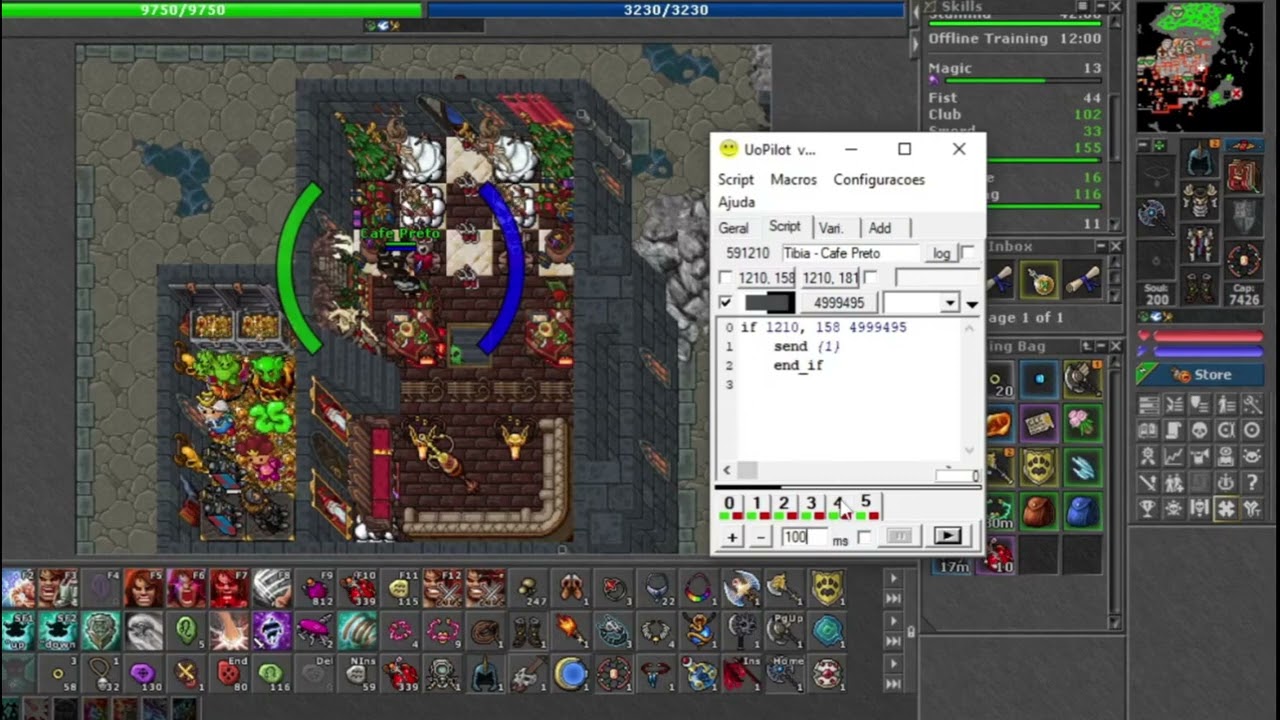 tibia como puxar SSA/MIGHT RING pelo uopilot