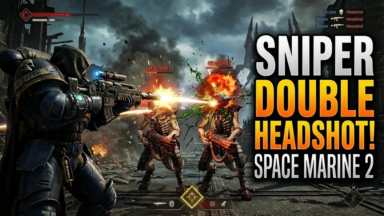 Lasgun Sniper Shots no commentary combat gameplay | Warhammer 40k Space Marine 2