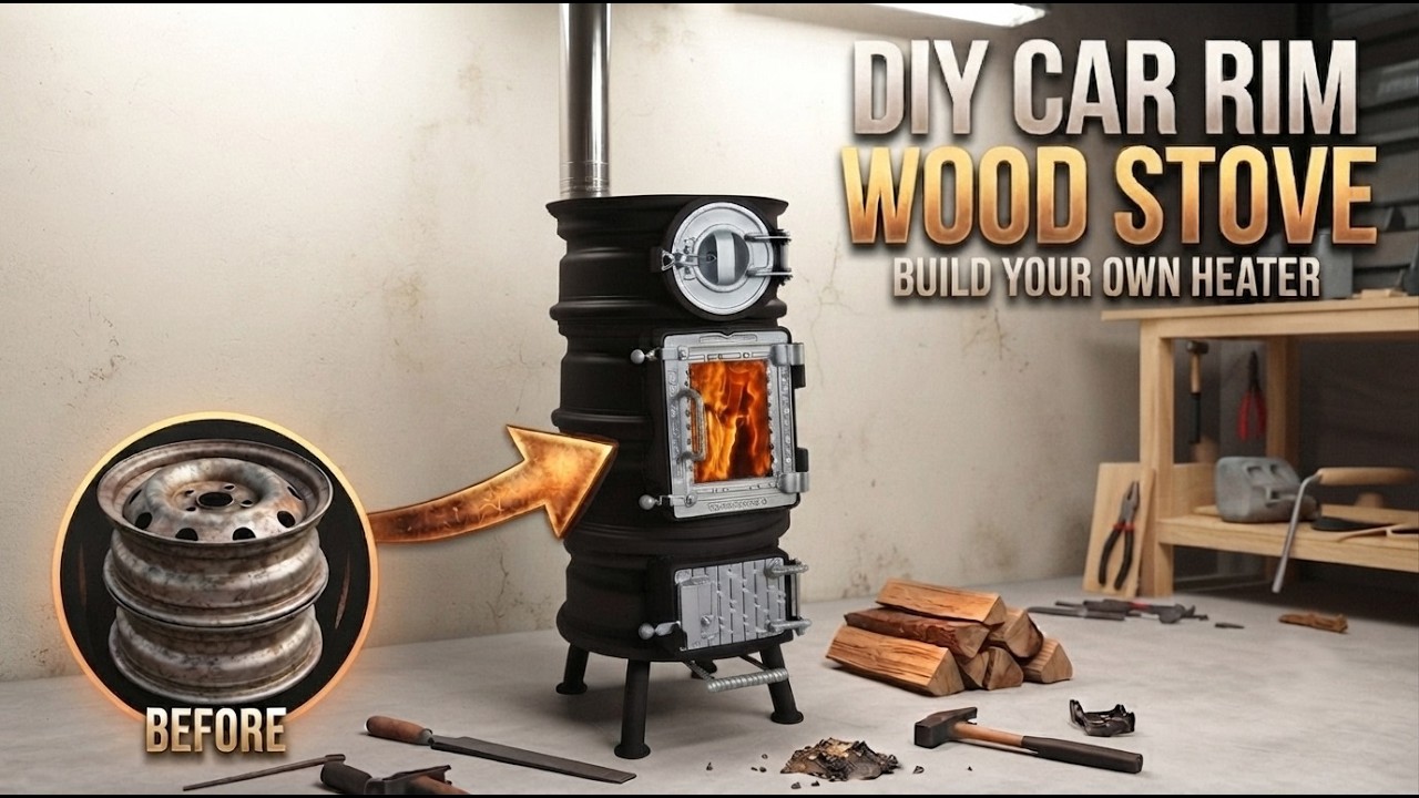 DIY Wood Stove made from Car Rims