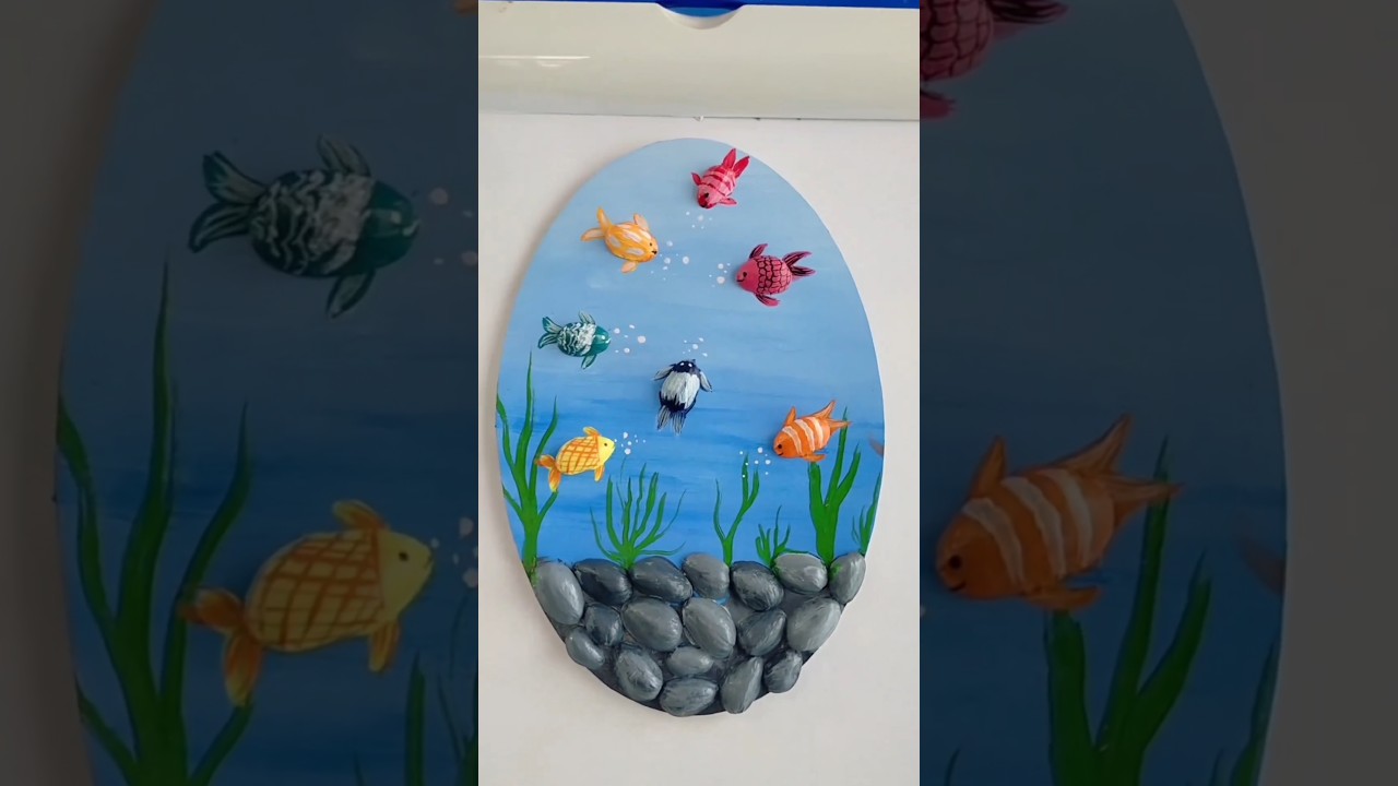 Fish craft using Pistachio shell | Used fevicol glue for pasting #art #painting #drawing