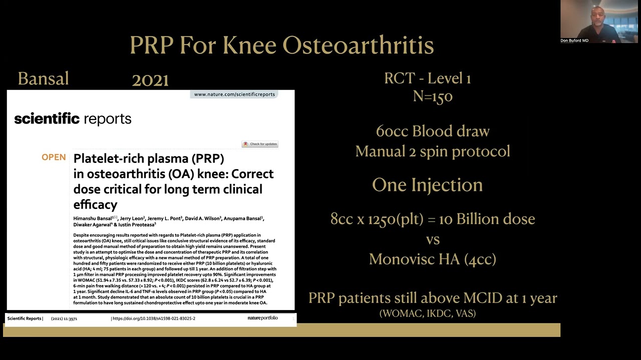 Platelet Rich Plasma (PRP) Dosing For Knee Arthritis.  PRP can help with knee arthritis symptoms!