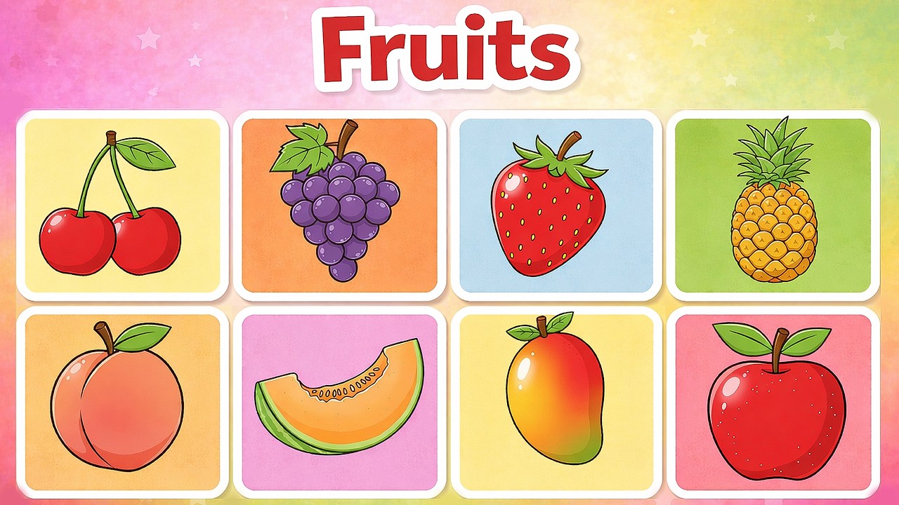 Learn Fruit Names for Toddlers | First Words for Babies | English Learning Video for Kids