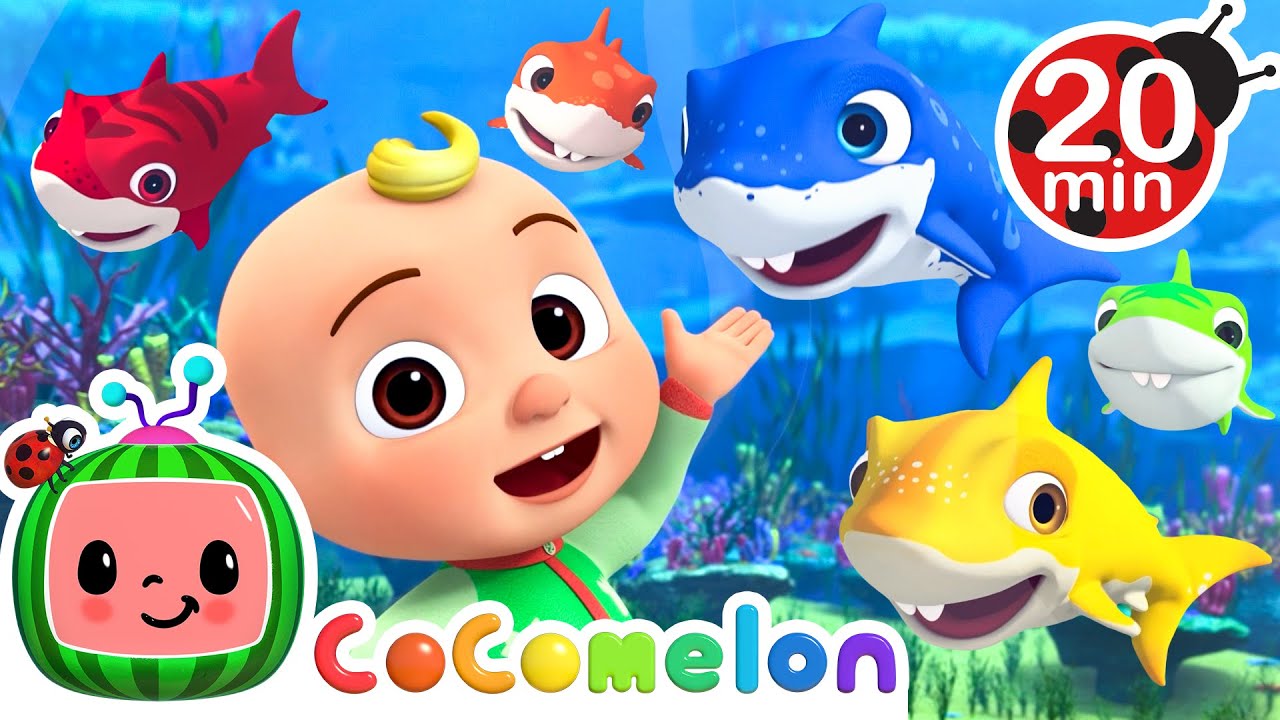 Colorful Baby Sharks | CoComelon 🍉 | Nursery Rhymes For Kids