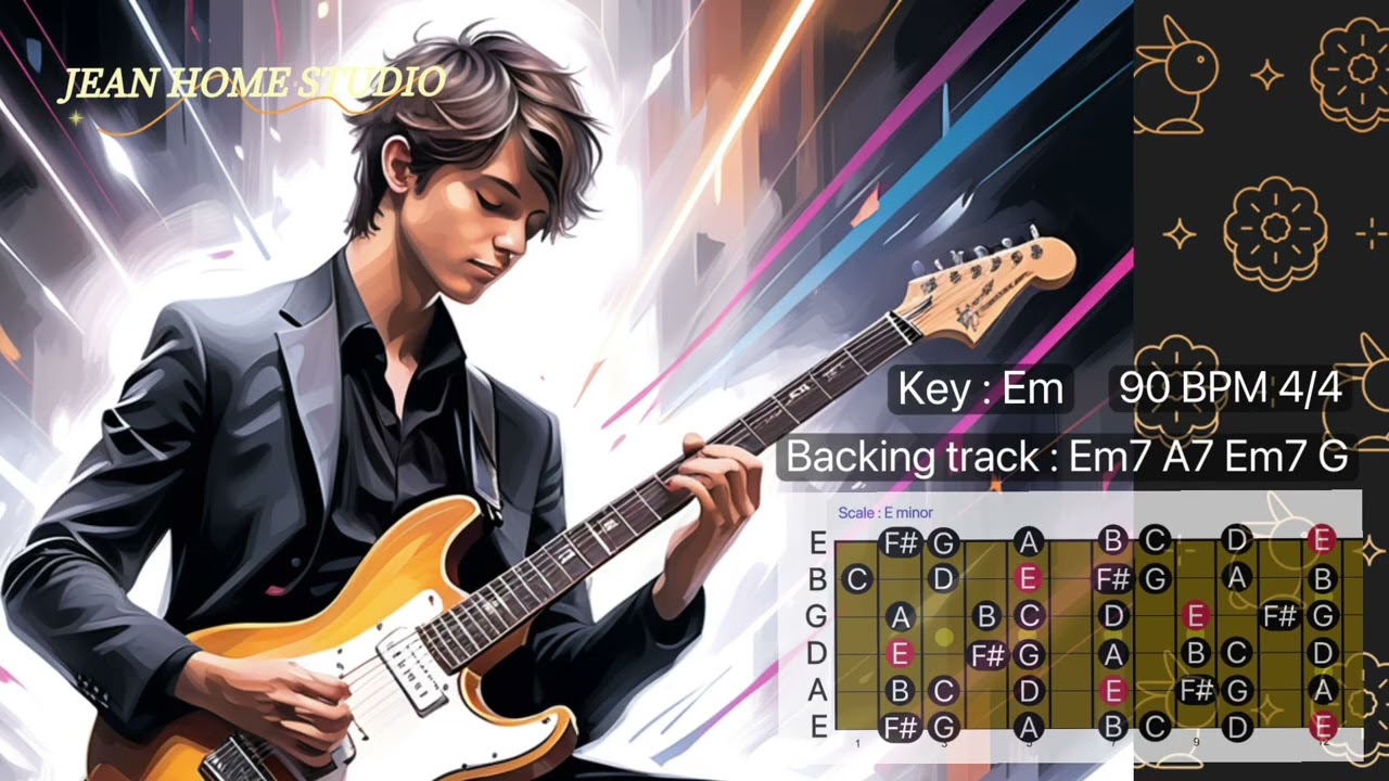 Backing Track for Guitar Improvisation. Key Em : 90 BPM 4/4