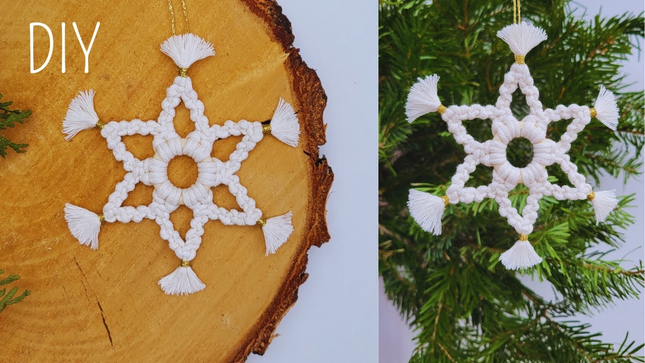 ❄ DIY COPO de NIEVE de MACRAME (paso a paso) | DIY Macrame Snowflake Step by Step Tutorial