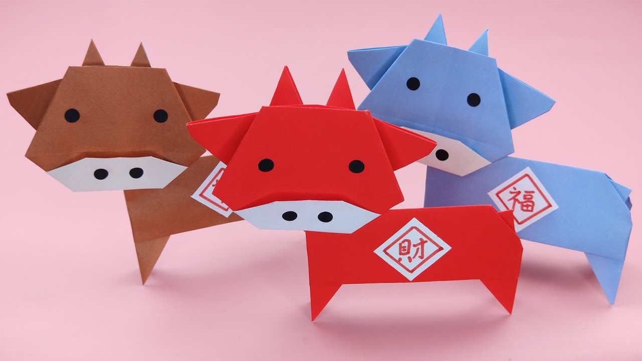 2021年丑年 牛 摺紙 /DIY 新年手工/新年牛摺紙/ Origami Cow