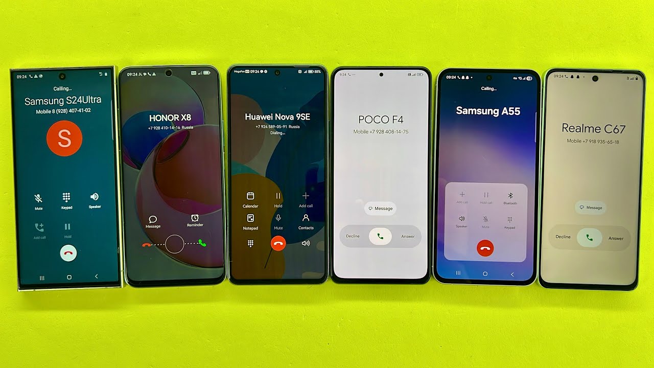 Incoming + Outgoing Call POCO F4,Samsung A55,Realme C67,HONOR X8a,Samsung S24Ultra,HUAWEI Nova 9SE 