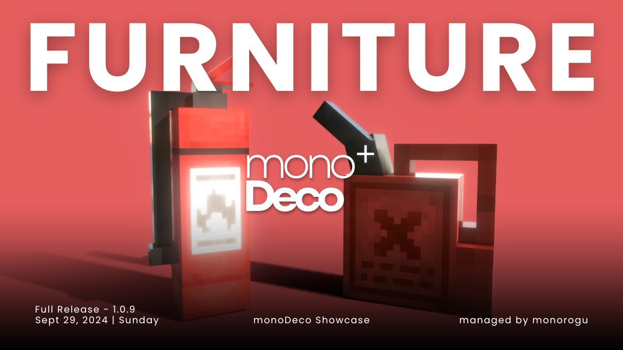 monoDeco Plus Furniture Addons - Quick Update 1.0.9 | MCPE 1.21.30+