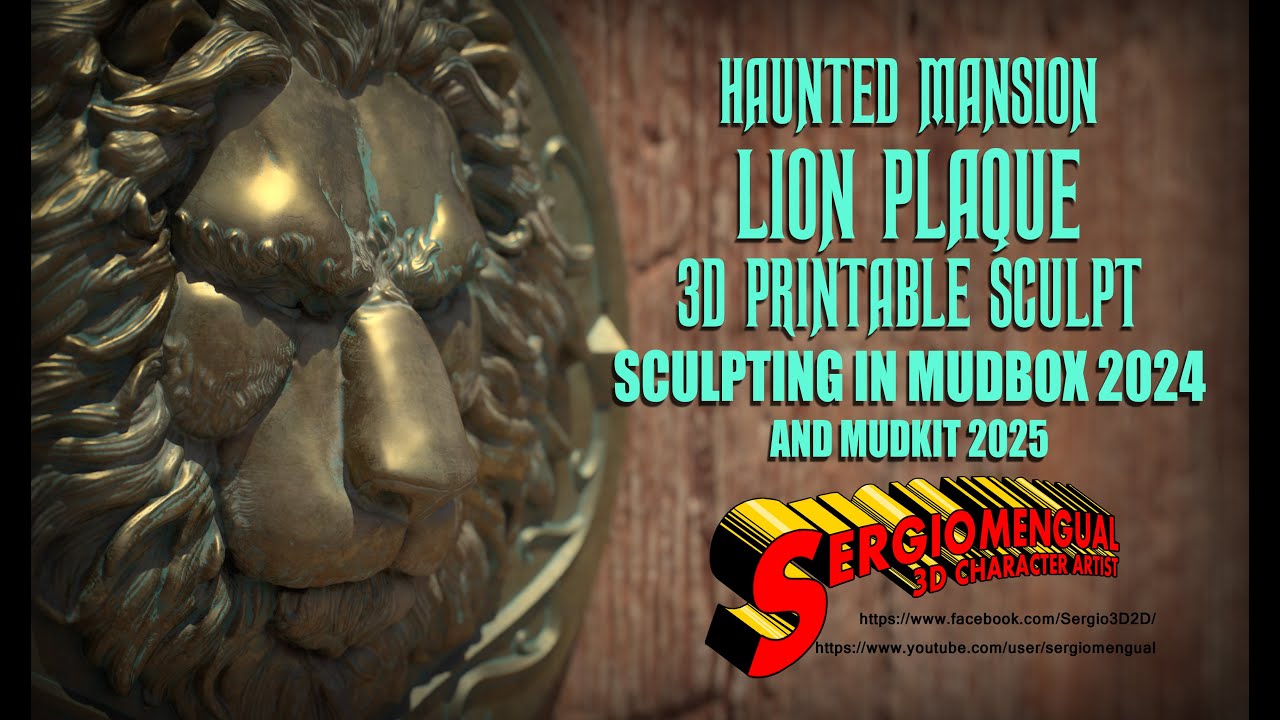 Haunted Mansion Lion Plaque Mudbox 2024 Timelapse Sculpt