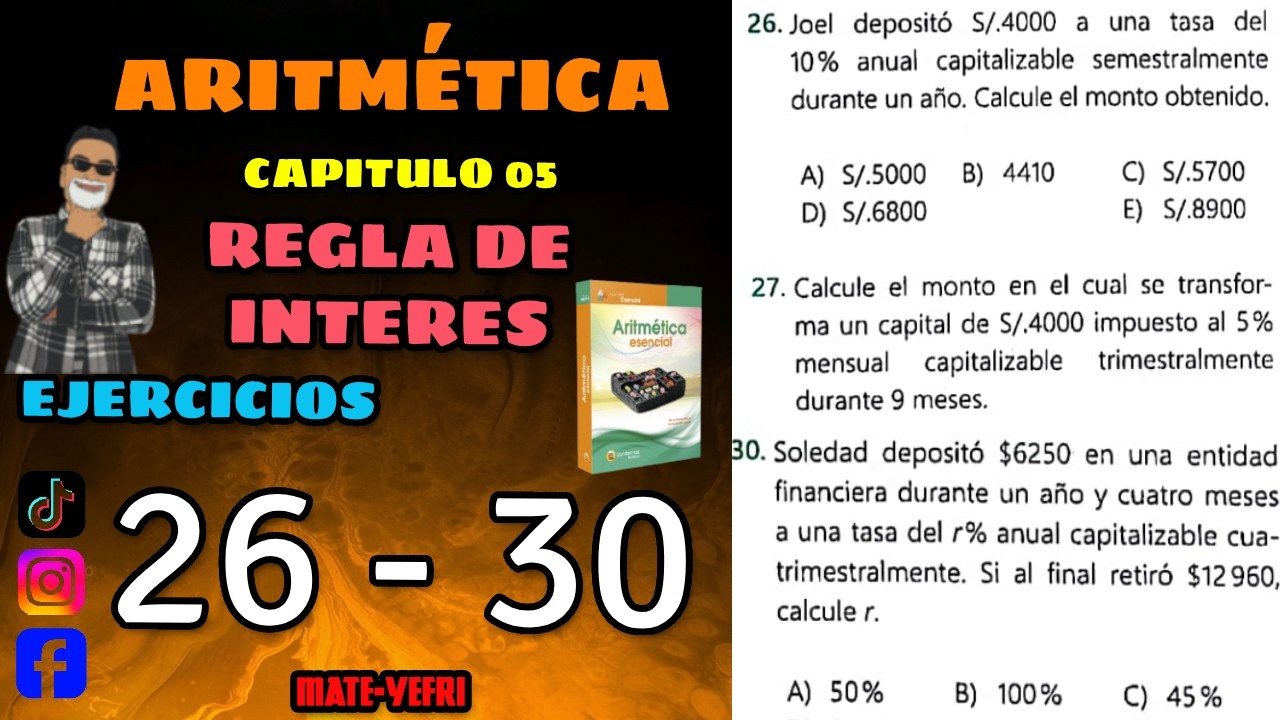REGLA DE INTERES | EJERCICIOS 26 - 30 | ARITMETICA LUMBRERAS ESENCIAL