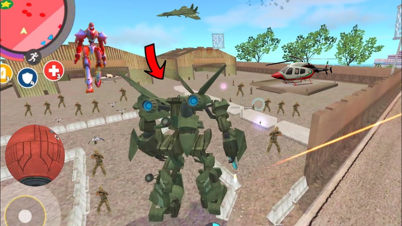 Rope Hero: Vice Town - (Transformer Jet Airplane Enter Army Base) Robot Plane - Android Gameplay HD