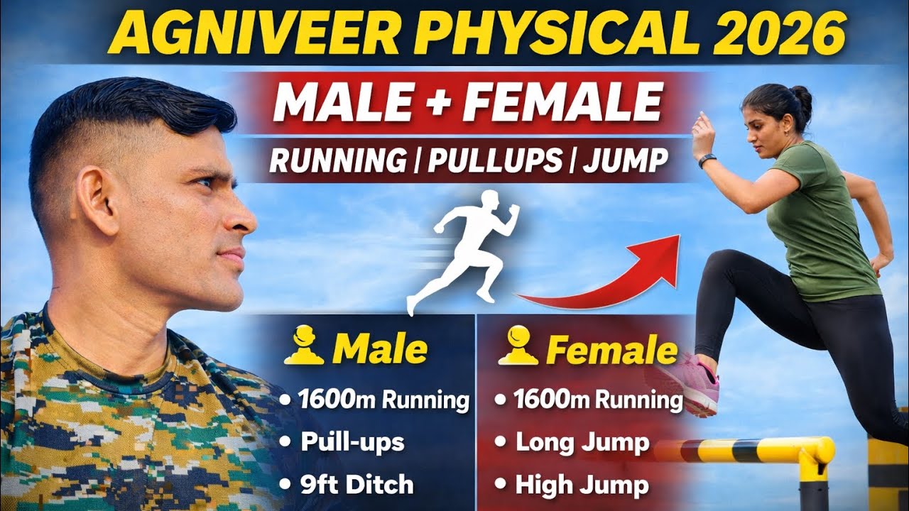 Indian army Agniveer physical Test 2026 | male & female full details | Running,pull-up,long jump