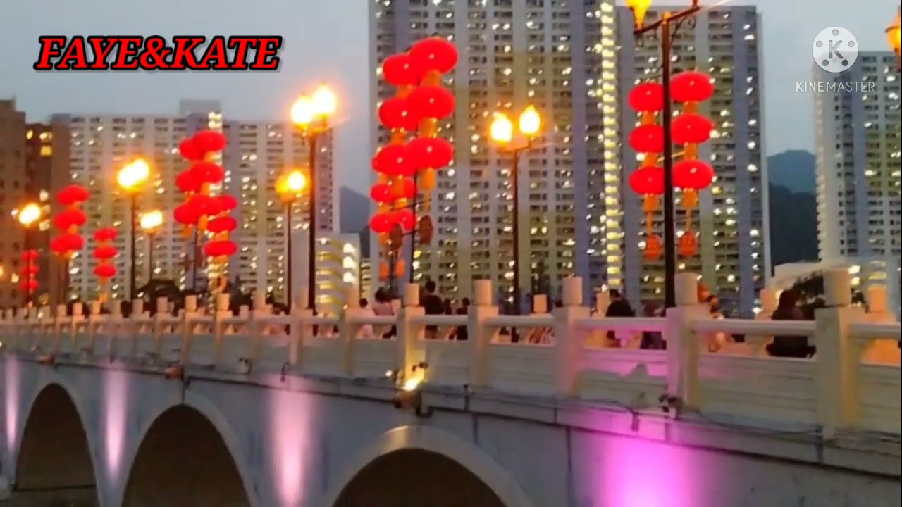the beauty of sha tin Riverside hongkong at night//Faye&Kate