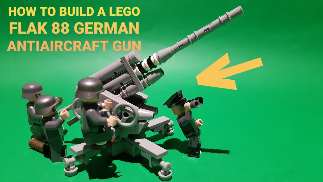 How to build a lego ww2 German Flak 88 antiaircraft gun